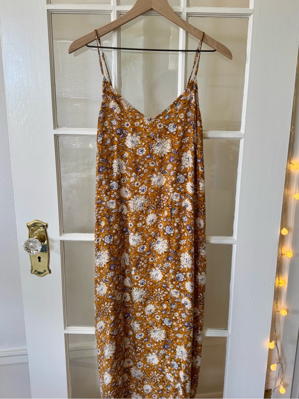 Old Navy Yellow Mustard Floral Sundress w Adjustable Spaghetti Straps